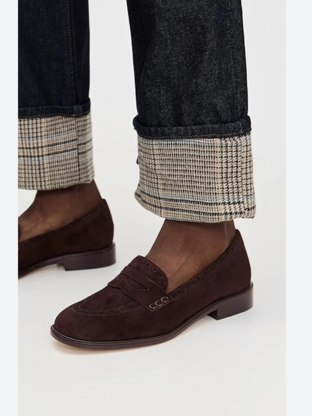 Suede Penny Loafers in Dark Brown - Women